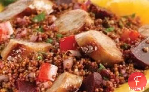 Salade de Quinoa Rouge Inca avec Saucisse de Poulet aux Pommes Sucrées