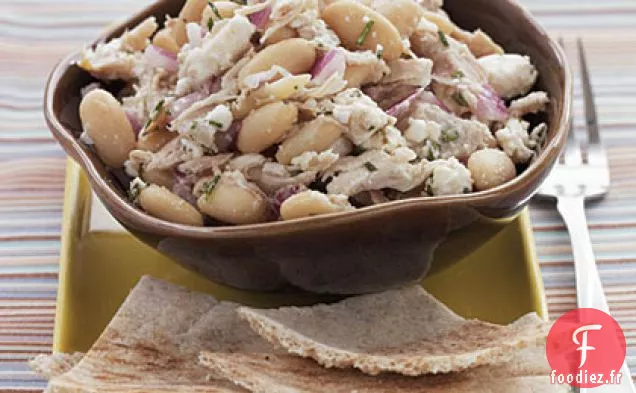 Poulet Rôti et Haricots Blancs avec Vinaigrette Grecque