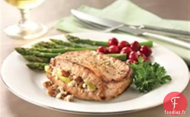 Côtelettes de Porc Farcies aux Pommes, au Fromage de Chèvre et aux Pacanes