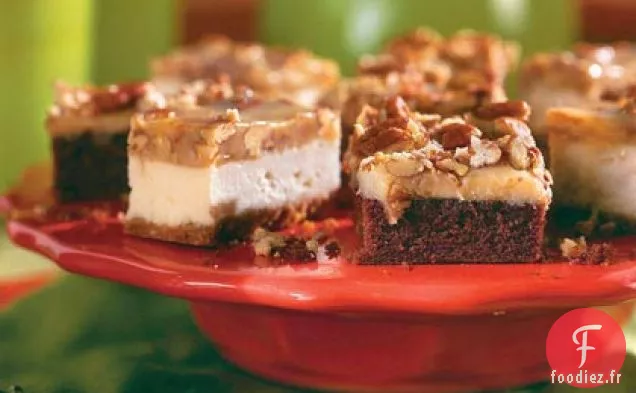 Barres de Gâteau au Fromage Caramel-Pacanes