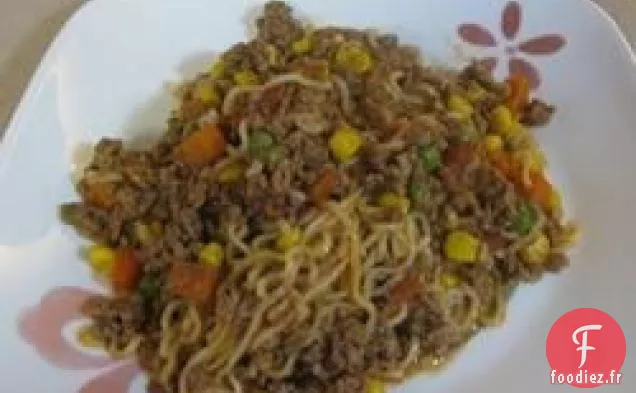 Nouilles Bouclées au Boeuf Haché