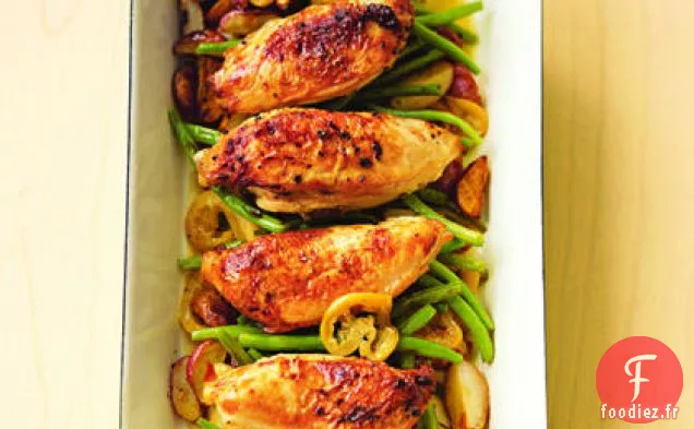 Poulet Rôti à la Poêle avec Haricots Verts Citron-Ail