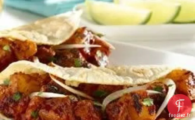 Tacos maison al Pastor (Tacos au Porc au Chili et à l'Ananas)
