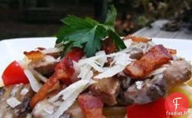 Penne à la Pancetta et aux Champignons