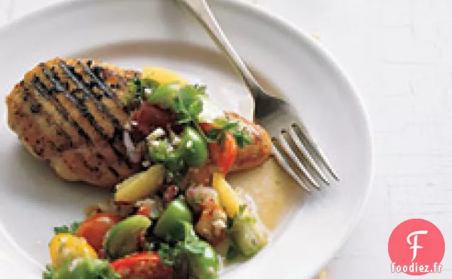 Poulet Grillé Avec Salsa Tomatillo-tomate