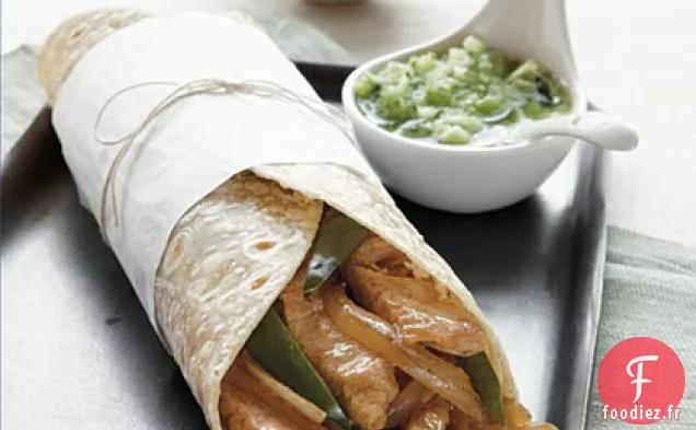 Wraps de Porc avec Salsa Tomatillo Fraîche