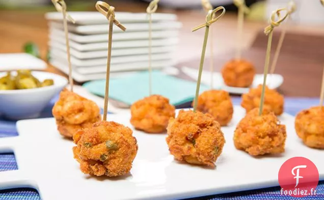 bouchées au Macaroni au fromage et au Jalapã±o