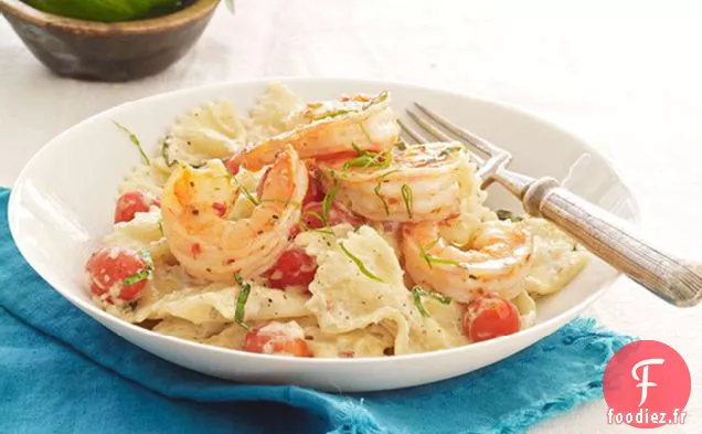 Pâtes Crémeuses Tomate-Basilic aux Crevettes