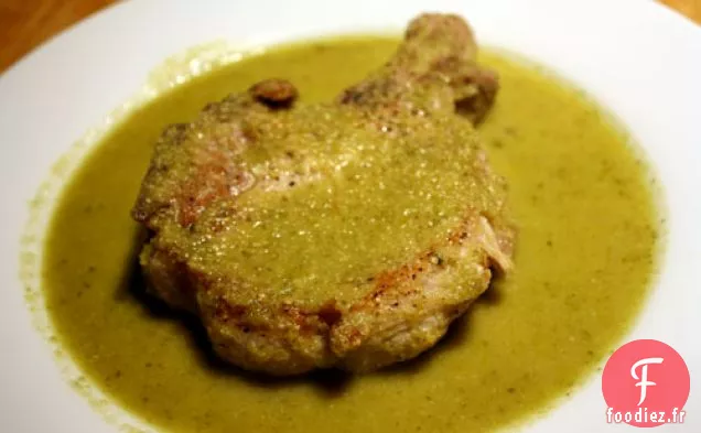 Dîner ce soir: Côtelette de Porc à la Mole Verde (Pipian de Chuletas de Puerco)