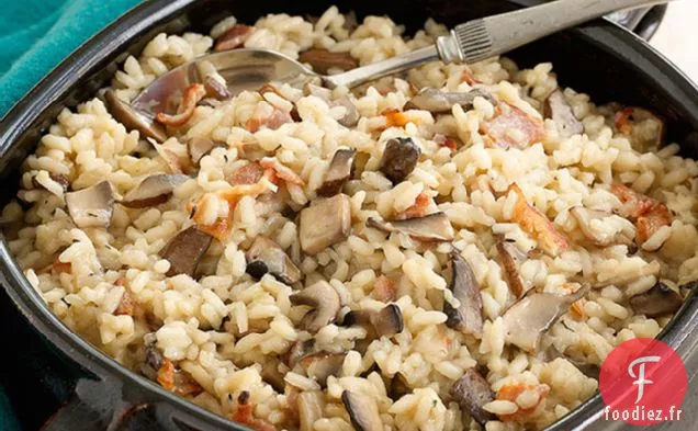 Risotto aux Champignons et Bacon Au Four