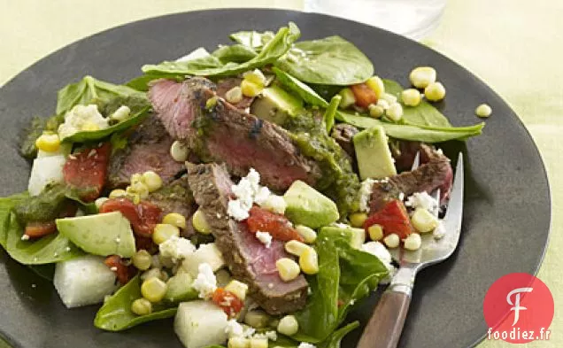 Adobo - Steak De Flanc Mariné À L'Herbe Avec Salade D'Épinards