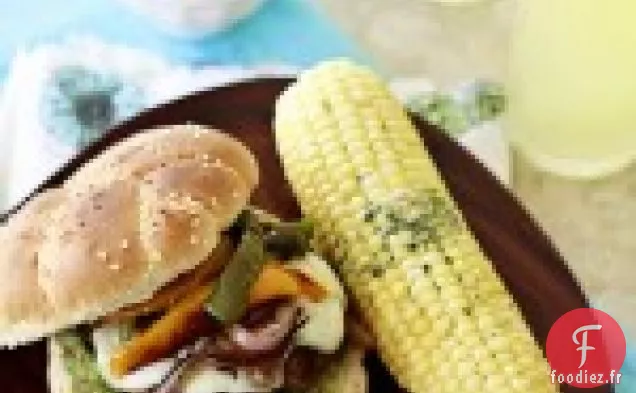 Burger Fajita Aux Poivrons, Oignons Et Guacamole