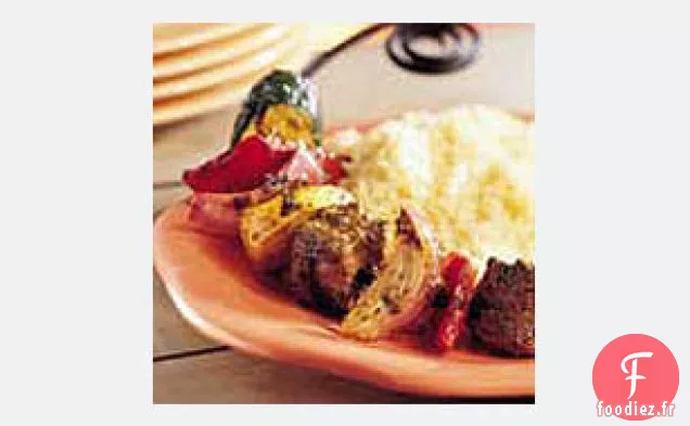 Brochettes de Légumes et de Bœuf Mélangées d'été