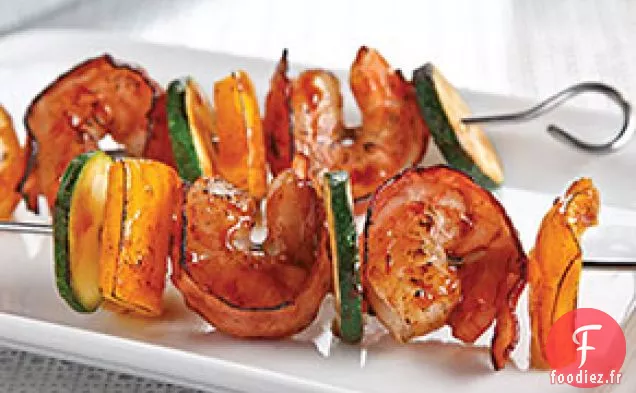 Brochettes de Crevettes Grillées au Bacon