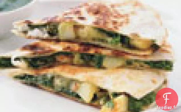 Quesadillas aux Pommes de Terre, aux Légumes Verts et au Fromage de Chèvre
