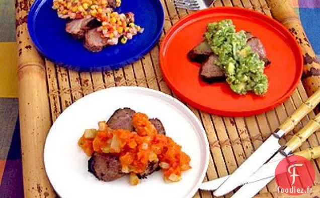 Tri-tip Grillé Épicé Avec Un Trio De Salsa