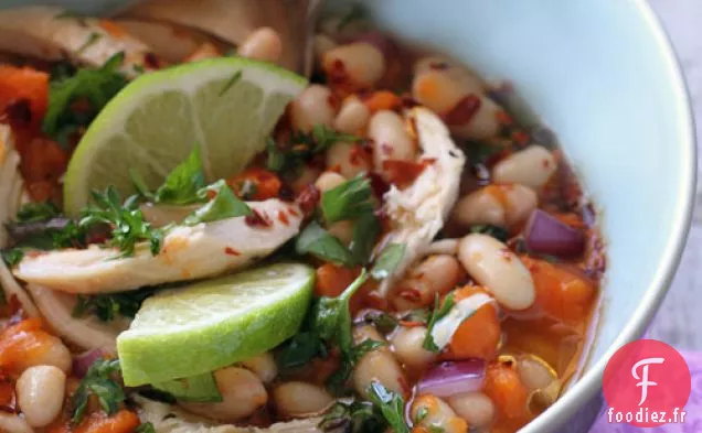 Recette de Chili Au Poulet sans Gluten Avec Haricots Blancs, Patate Douce