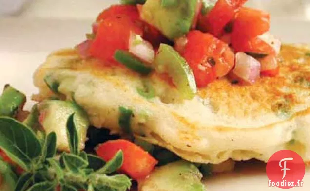 Crêpes à l'Oignon Vert avec Salsa Tomate-Avocat
