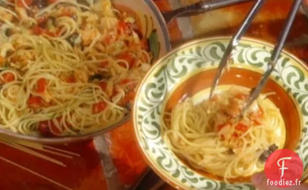 Spaghettini à la Morue Salée et aux Tomates: Spaghettini avec Baccala et Tomate