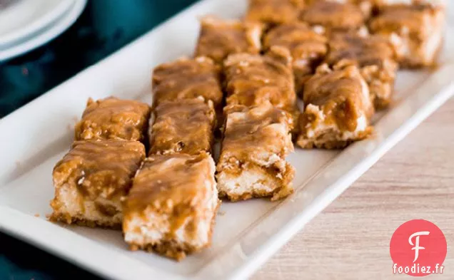 Barres de Gâteau au Fromage Au Caramel Doré