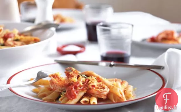 Pâtes Pomodoro aux Crevettes et au Zeste de Citron