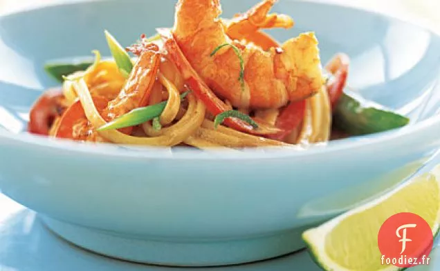 Linguine aux Crevettes Sautées et Sauce Coco-Citron Vert