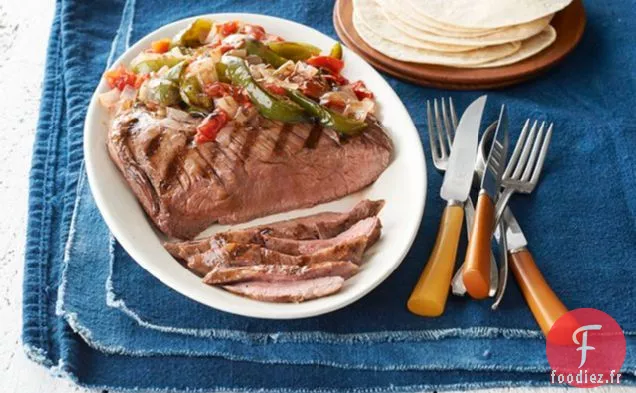 Steak de Flanc Grillé et Trio de Légumes