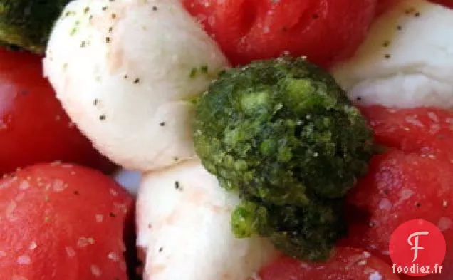 Caprese Tomate-pastèque Avec Granité Au Basilic