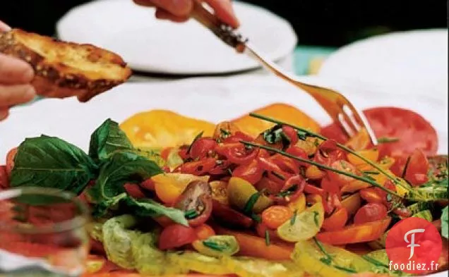 Bruschetta aux Tomates Arc-En-Ciel