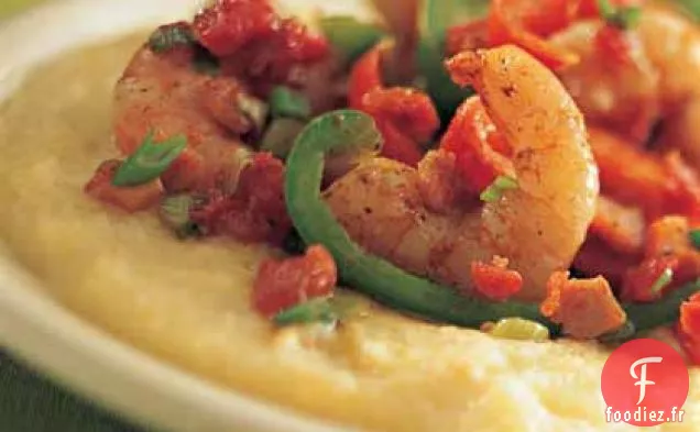 Crevettes, Poivrons et Grains de Fromage