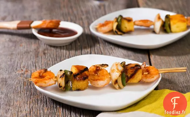 Brochettes de Crevettes à l'Ananas et au Barbecue