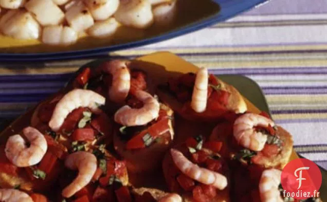 Bruschetta aux Crevettes à la Tomate et au Basilic