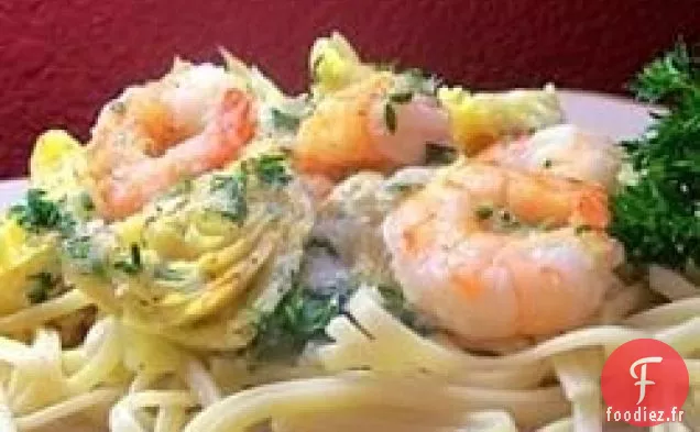 Linguine aux Crevettes et Artichauts