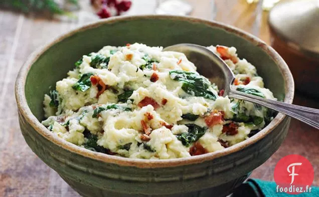 Purée de Pommes de Terre au Bacon Et aux Épinards