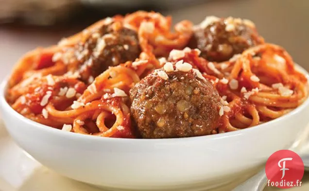 Spaghettis et Boulettes de Viande au Parmesan Râpé Frais