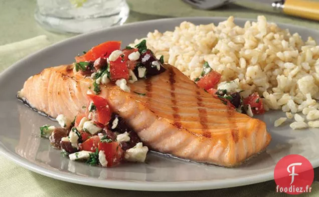 Saumon grillé avec Salsa Méditerranéenne