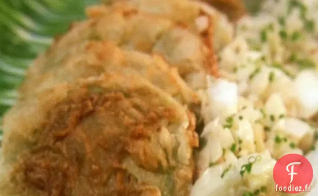 Tomates Vertes Frites avec Relish d'Oignon Vidalia