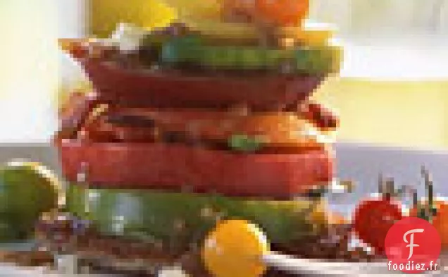 Tomates anciennes au Bacon, Fromage Bleu et Basilic