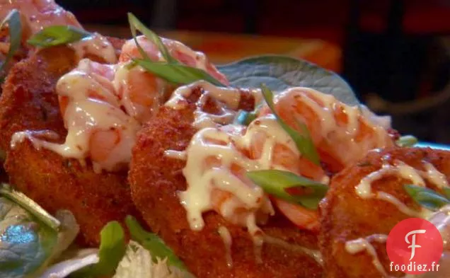 Tomates Vertes Frites aux Crevettes et Sauce Rémoulade