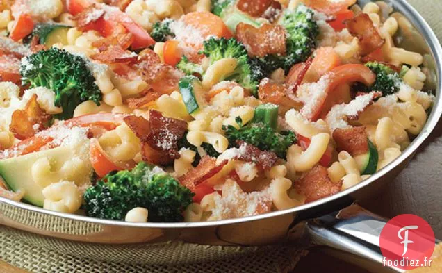 Poêle à Pâtes aux Légumes au Bacon Crémeux