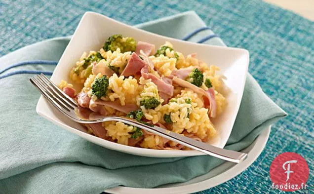 Riz au fromage de 15 Minutes avec Jambon et Brocoli