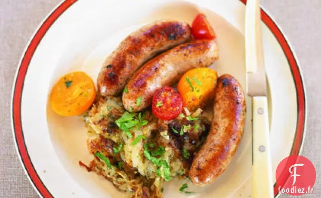 Saucisses aux Tomates Chaudes et aux Pommes de terre Rissolées