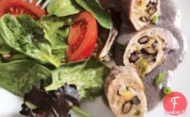 Côtelettes de Porc Farcies aux Haricots Noirs et au Riz