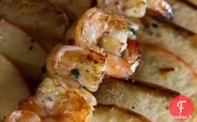 Brochettes de Crevettes et Pommes Grillées