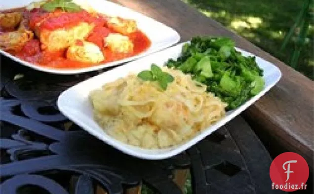 Purée de Pommes de Terre, Rutabaga et Casserole de Panais aux Oignons Caramélisés