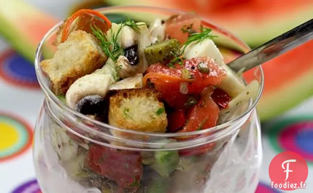 Recette de Panzanella à la pastèque (salade d'été)