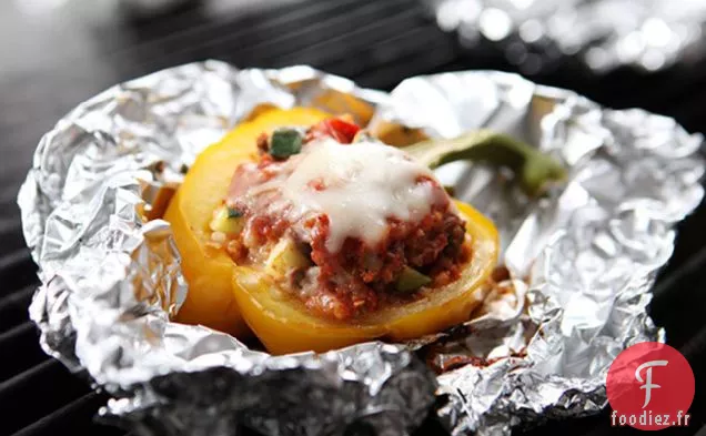 Poivrons Farcis au Bœuf Haché et Courgettes au Fromage