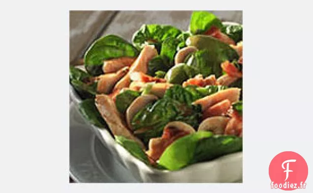 Salade de Poulet et d'Épinards avec Vinaigrette chaude au Bacon