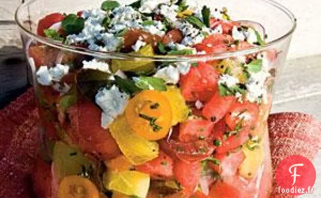 Salade de pastèque, de Tomates Anciennes et de Feta