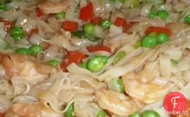 Crevettes au Curry de Nouilles de Singapour